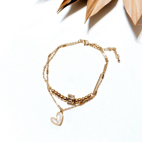 Heart dangle anklet S547 - Picture 2 of 3